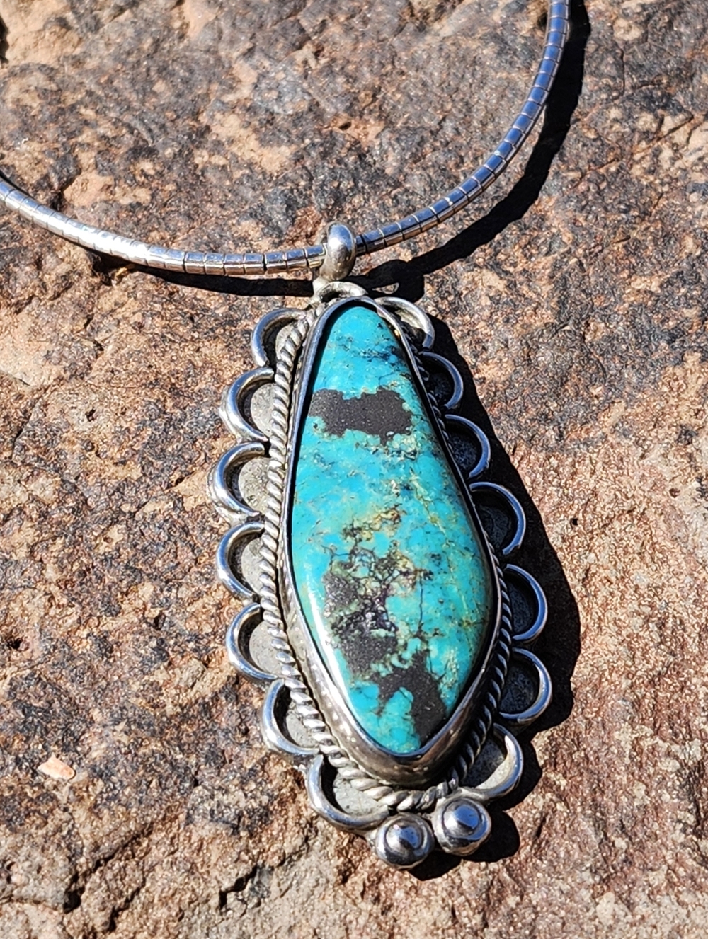 Sterling Silver Vintage Genuine TURQUOISE NECKLACE